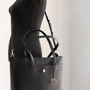 Michael Kors Maisie Large Black Pebbled Leather 3-in-1 Multifunctional Crossbody Clutch Tote Bag