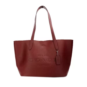 Coach Carmen Medium Wine Pebbled Leather Shoulder Tote