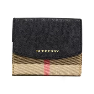 Burberry Luna Black Leather House Check Coin Pouch Wallet