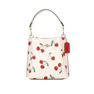 Coach Mollie 22 Small Heart Cherry Coated Canvas Bucket