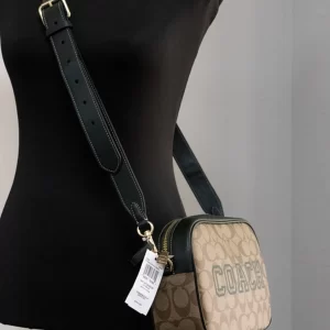 Coach Jamie Medium Varsity Signature Amazon Green Camera Crossbody
