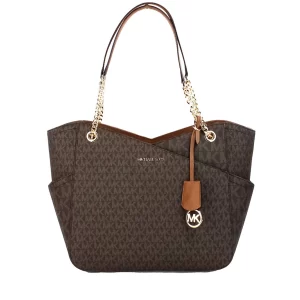 Michael Kors Jet Set Brown Signature X Cross Chain Tote