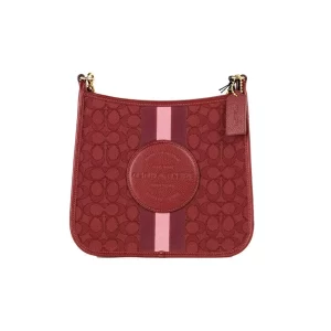 Coach Dempsey Red Apple Jacquard Canvas Patch File Crossbody