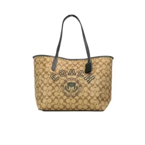 Coach Varsity Khaki Amazon Green Signature Canvas City Tote