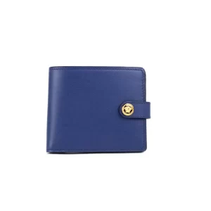 Versace Navy Blue Compact Leather Medusa Snap Bifold Wallet
