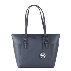 Michael Kors Charlotte Navy Leather Top Zip Tote