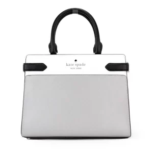 Kate Spade Staci Nimbus Grey Medium Saffiano Leather Crossbody Satchel Handbag
