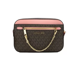 Michael Kors Jet Set EW Brown Zip Chain Crossbody