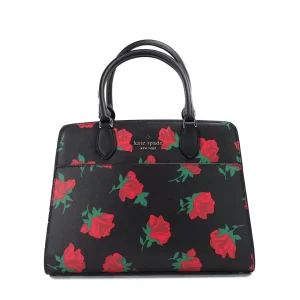 Kate Spade Madison Rose Toss Print Leather Satchel Bag