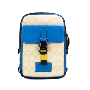 Coach Khaki Blue Jay Coated Canvas Colorblock Track Pack