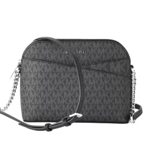 Michael Kors Jet Set Black Signature PVC X Cross Dome Crossbody Handbag