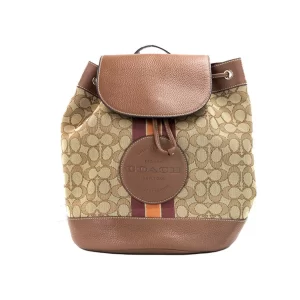 Coach Dempsey Khaki Saddle Signature Jacquard Canvas Patch Backpack