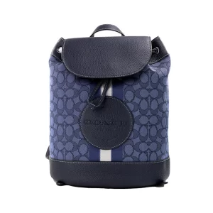 Coach Dempsey Navy Canvas Logo Patch Backpack Bag