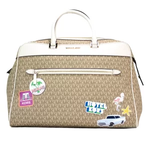 Michael Kors Travel Large Light Cream Patches Weekender Duffle