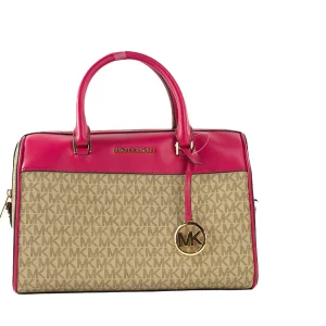 Michael Kors Travel Medium Carmine Pink Signature Duffle Bag