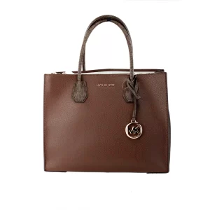 Michael Kors Mercer Large Mocha Leather PVC Satchel Bag