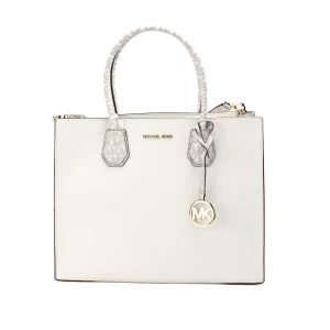 Michael Kors Mercer Large Light Cream Leather PVC Satchel