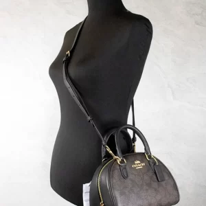 Coach (CA591) Sydney Small Brown Black Signature Coated Canvas Satchel Handbag