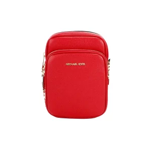 Michael Kors Flight Red Leather North South Chain Crossbody