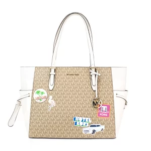 Michael Kors Gilly Large Travel Print Light Cream Tote