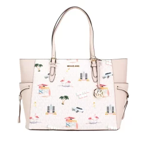 Michael Kors Gilly Large Travel Print Powder Blush Tote