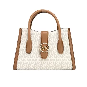 Michael Kors Gabby Small Vanilla Top Zip Curve Satchel