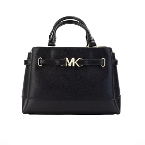 Michael Kors Reed Small Black Center Zip Belted Satchel