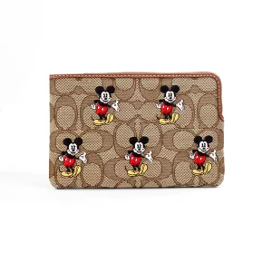 Coach X Disney Mickey Print Corner Zip Wristlet Wallet