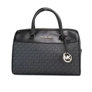 Michael Kors Travel Medium Black Signature PVC Duffle Crossbody Handbag