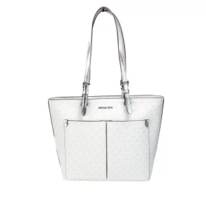 Michael Kors Jet Set White Silver PVC Double Pocket Tote