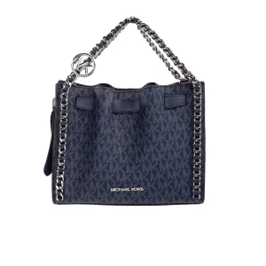 Michael Kors Mina Belted Navy PVC Chain Crossbody Bag