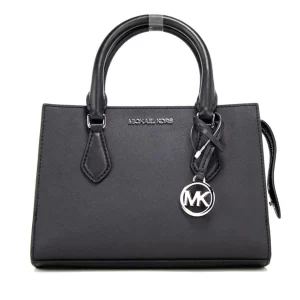 Michael Kors Sheila Small Black Vegan Center Zip Satchel
