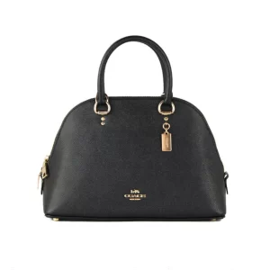 Coach (2553) Katy Medium Black Crossgrain Leather Satchel Dome Handbag