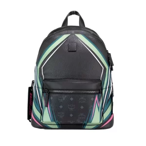 MCM Graphic Lines Medium Black Visetos Leather Backpack