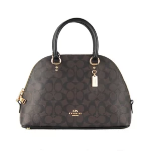 Coach Katy Brown Black Signature Coated Canvas Dome Satchel
