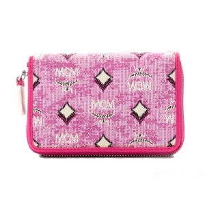 MCM Mini Veritas Hot Pink Denim Coin Pouch Wallet
