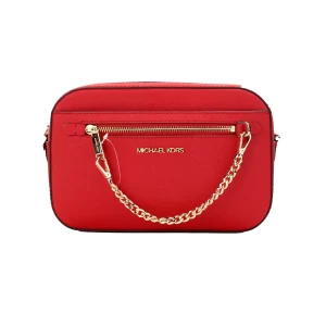 Michael Kors Jet Set EW Red Zip Chain Crossbody