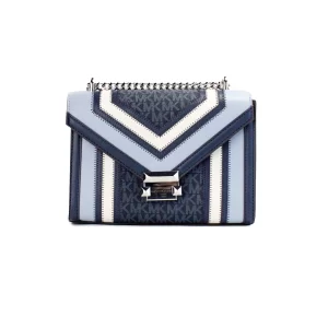 Michael Kors Whitney Medium Navy Color-Block Chain Shoulder Bag