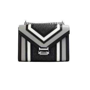 Michael Kors Whitney Medium Black Color-Block Chain Shoulder Bag