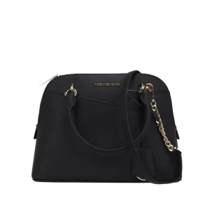 Michael Kors Jet Set Travel Black Saffiano Dome X Cross Convertible Satchel Handbag
