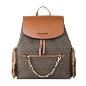Michael Kors Jet Set Brown Large PVC Chain Backpack