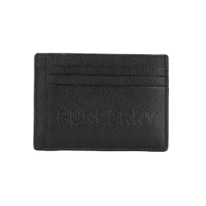 Burberry Chase Black Embossed Leather Money Clip Card Case