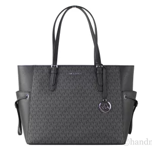 Michael Kors Gilly Black Signature PVC Travel Drawstring Tote Bag Handbag