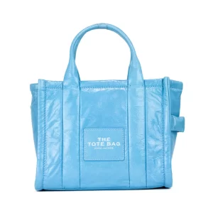 Marc Jacobs The Shiny Crinkle Mini Air Blue Leather Tote