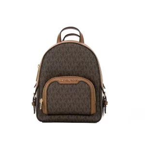Michael Kors Jaycee XS Brown PVC Pocket Shoulder Backpack