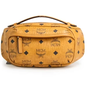 MCM Visetos Small Cognac Pebbled Leather Multifunctional Belt Bag