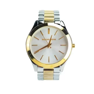 Michael Kors Slim Runway Rose Gold Silver Toned Stainless Steel Watch
