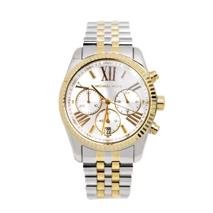 Michael Kors (MK5955) Lexington Chronograph Silver Gold Toned Stainless Steel Watch