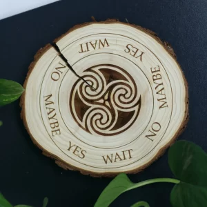 Natural Wood Triskelion Engraved Pendulum Board